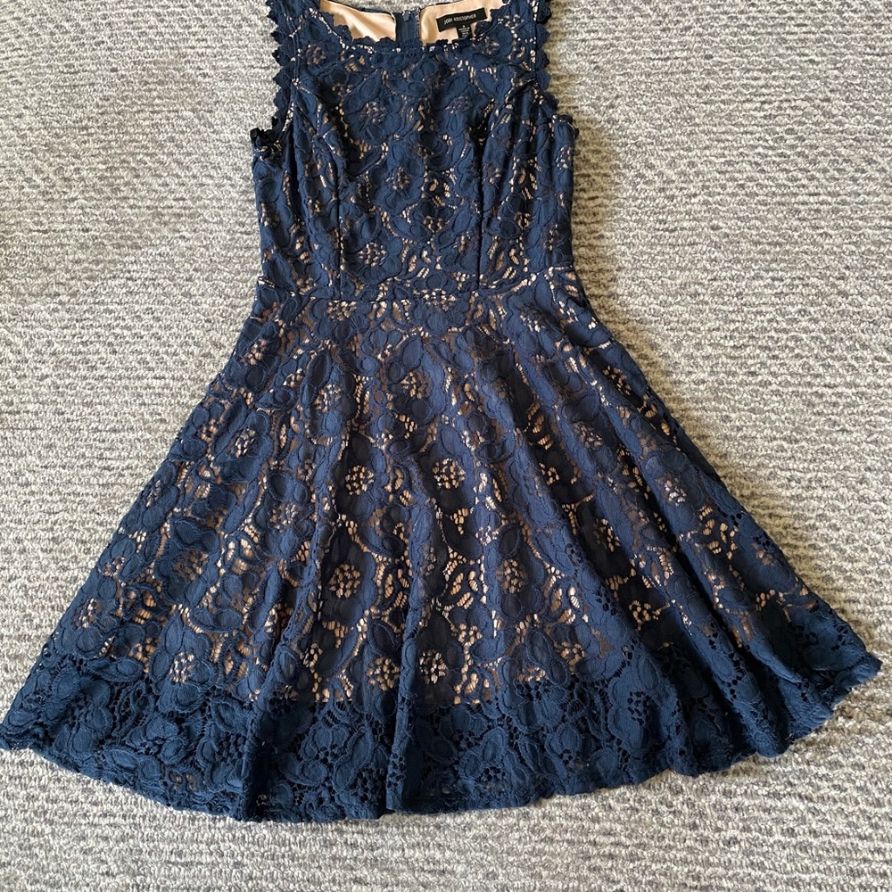 Navy blue lace A line dress